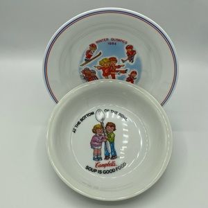 Campbells Soup Kids Bowls Corelle Winter Olympics Anchor Bottom Of The Bowl